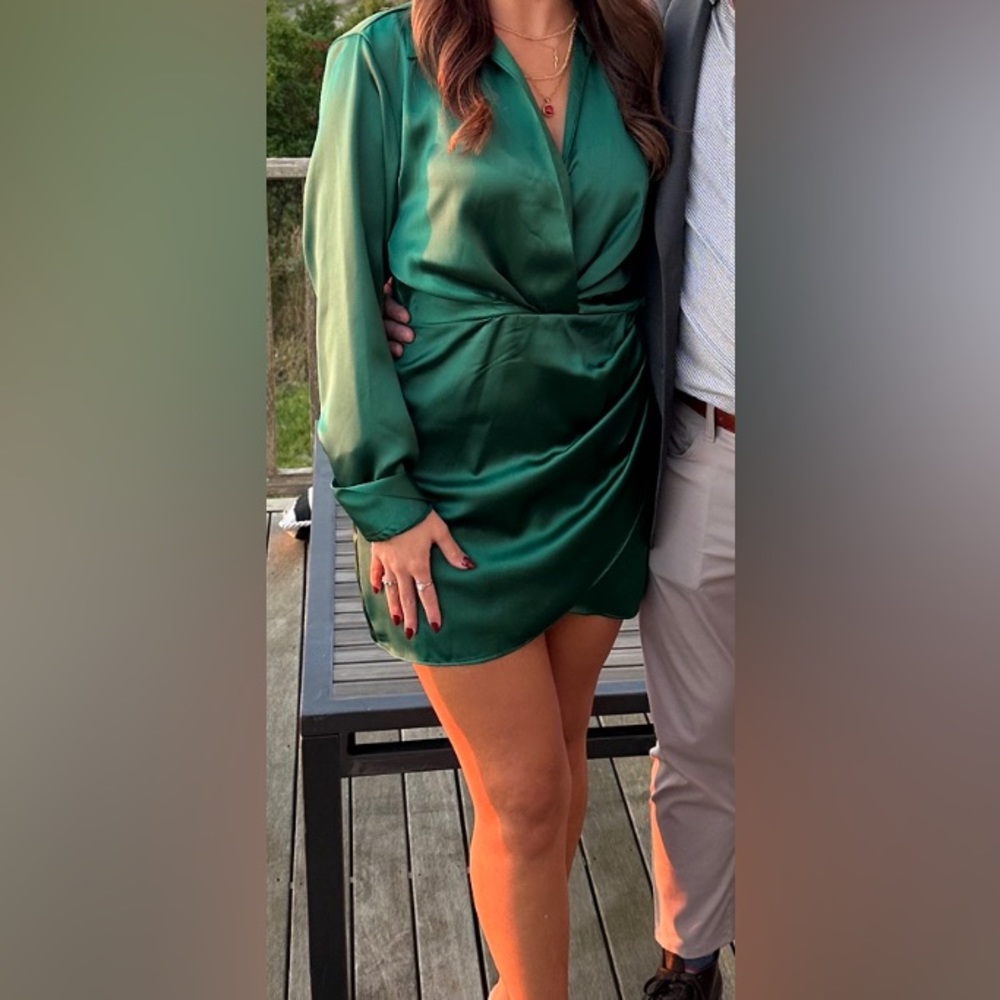 Forest green silk dress